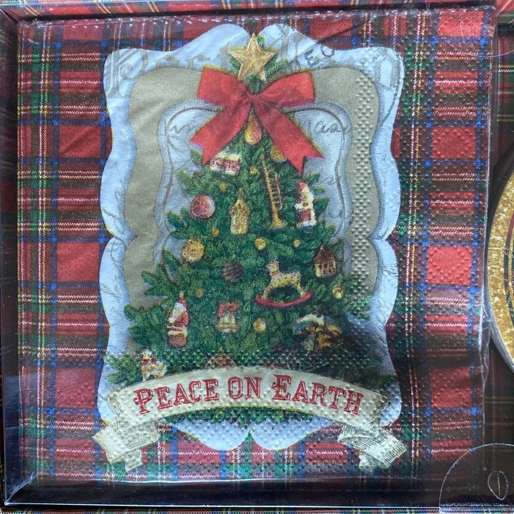 Punch Studio Peace On Earth Holiday Cocktail Napkins & Coasters Set